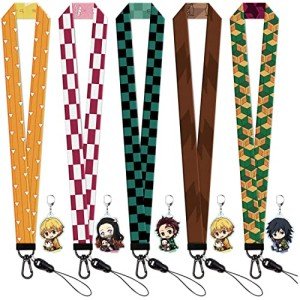 5 Pack Neck Lanyard for Keys ID Badges Key Chain Card Cute Anime Cartoon Lanyards for Women Men Guys Girl Boys Kids Teachers The Office Keychains GS347