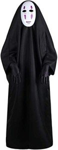 Women Men Black Hoodies Robe Costume with Mask & Gloves for Cosplay Halloween Carnival Theme Party