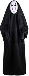 Women Men Black Hoodies Robe Costume with Mask & Gloves for Cosplay Halloween Carnival Theme Party