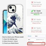 MOSNOVO Case for iPhone 13, [Buffertech 6.6ft Military-Grade Drop Protection] [Anti Peel Off Tech] Clear TPU Bumper Phone Case Cover Design - Great Wave