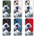 MOSNOVO Case for iPhone 13, [Buffertech 6.6ft Military-Grade Drop Protection] [Anti Peel Off Tech] Clear TPU Bumper Phone Case Cover Design - Great Wave