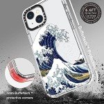 MOSNOVO Case for iPhone 13, [Buffertech 6.6ft Military-Grade Drop Protection] [Anti Peel Off Tech] Clear TPU Bumper Phone Case Cover Design - Great Wave