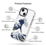 MOSNOVO Case for iPhone 13, [Buffertech 6.6ft Military-Grade Drop Protection] [Anti Peel Off Tech] Clear TPU Bumper Phone Case Cover Design - Great Wave