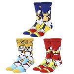 Bioworld Sonic the Hedgehog Main Characters Animigos Casual Crew Socks Set for Men 3-Pack