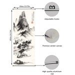 DigiTizerArt Chinese landscape Poster Wall Scroll Art Print with 2 Aluminum Tubes Frame - for Bedroom Office Decorations Premium and Artistic Anime Themed Gift (41''x16''/105x40cm)