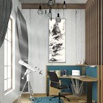 DigiTizerArt Chinese landscape Poster Wall Scroll Art Print with 2 Aluminum Tubes Frame - for Bedroom Office Decorations Premium and Artistic Anime Themed Gift (41''x16''/105x40cm)