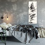 DigiTizerArt Chinese landscape Poster Wall Scroll Art Print with 2 Aluminum Tubes Frame - for Bedroom Office Decorations Premium and Artistic Anime Themed Gift (41''x16''/105x40cm)