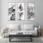DigiTizerArt Chinese landscape Poster Wall Scroll Art Print with 2 Aluminum Tubes Frame - for Bedroom Office Decorations Premium and Artistic Anime Themed Gift (41''x16''/105x40cm)