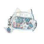 Cute Cat Ita Bag Pin Display Backpack for School Preppy Backpack for Girls Y2k Aesthetic Single Shoulder Crossbody (White Bag)