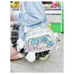 Cute Cat Ita Bag Pin Display Backpack for School Preppy Backpack for Girls Y2k Aesthetic Single Shoulder Crossbody (White Bag)