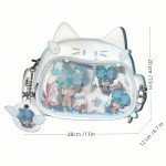 Cute Cat Ita Bag Pin Display Backpack for School Preppy Backpack for Girls Y2k Aesthetic Single Shoulder Crossbody (White Bag)