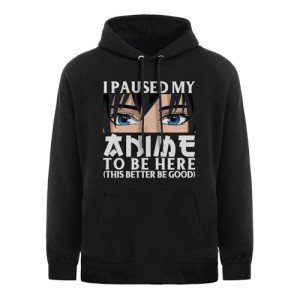 Pininerr Anime Hoody for Men Teen Boys-Classic Long Sleeve Casual Sweatshirt Black