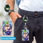 Pounchi Fight Anime Retractable Badge Reels (2 Pack) with Cool Name Tag Badge Holder (2 Pack) Cartoon ID Badge Holders Nursing Badge Reel Badge Clip Gifts for Teens Kids