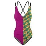 ARTPETSPI Women's One Piece Strap Swimsuit Set Sexy V Neck Japanese Anime Cosplay Swimsuit,Purple,S