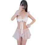 Temptshow Ladies Maid Outfit Japanese Anime Cosplay Lace Sexy French Maid Lingerie Set (White)