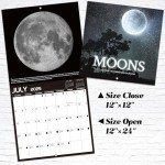 2025 Anime Calendar with Moon Phases & Large Blocks