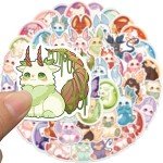 Cartoon Animal Stickers,50Pcs Kids Fantasy Creature Animals Waterproof Vinyl Stickers for Laptop Skateboard Bumper Journal,Cute Kawaii Anime Stickers for Girls Teens