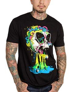 INTO THE AM Brain Invader Men's Tee - Nature Themed Graphic T-Shirts (Black, Large)
