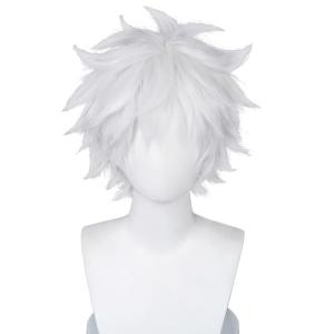 COSPLAZA Cosplay Wig Short Silver White Fluffy male anime show Halloween party Hair Wigs