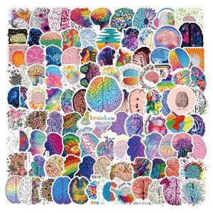 122 PCS Brain Stickers Cartoon Anime Aesthetic Waterproof Vinyl Sticker for Water Bottle Laptop Phone Scrapbooking Journaling for Adults Teens Kids for Party Supply Favor Decor