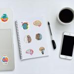 122 PCS Brain Stickers Cartoon Anime Aesthetic Waterproof Vinyl Sticker for Water Bottle Laptop Phone Scrapbooking Journaling for Adults Teens Kids for Party Supply Favor Decor