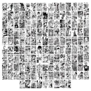 Fardes Anime Room Decor, 144pcs Aesthetic Wall Collage Kit, Manga Posters for Room, Black and White Kawaii Posters for Anime Wall Decors, Bedroom Decor, Trendy Stuff, Cute Room Decor for Gift