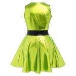 Plus Size Metallic Dress for Women's Rave Outfits Holographic 70s Disco Bachelorette Outfit Sexy Halloween Costumes Anime Wet Look Skater Dress 90s Dancewear Fruit Green L