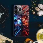 Akatxezy Satoru vs. Yuji Sukuna JJK Tempered Glass Glossy Anime Phone Case - Soft Silicone Protection Shell, Manga Character Design for iPhone 15