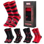 Marvel Mens Calf Socks, Soft Crew Socks for Work, Sports, Casual, Pack of 5 - Spiderman, Deadpool or Avengers Gifts for Men (7/10 US, Red/Black)