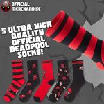 Marvel Mens Calf Socks, Soft Crew Socks for Work, Sports, Casual, Pack of 5 - Spiderman, Deadpool or Avengers Gifts for Men (7/10 US, Red/Black)