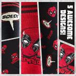 Marvel Mens Calf Socks, Soft Crew Socks for Work, Sports, Casual, Pack of 5 - Spiderman, Deadpool or Avengers Gifts for Men (7/10 US, Red/Black)