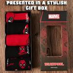 Marvel Mens Calf Socks, Soft Crew Socks for Work, Sports, Casual, Pack of 5 - Spiderman, Deadpool or Avengers Gifts for Men (7/10 US, Red/Black)