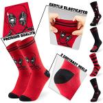 Marvel Mens Calf Socks, Soft Crew Socks for Work, Sports, Casual, Pack of 5 - Spiderman, Deadpool or Avengers Gifts for Men (7/10 US, Red/Black)