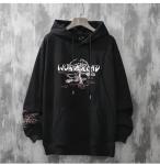 Women Men Aesthetic Japanese Sakura Hoodie, Y2K Anime Harajuku Cloth Korean Hooded Long Sleeve Sweatshirt for Winter Fall (Black,L,Large)