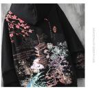 Women Men Aesthetic Japanese Sakura Hoodie, Y2K Anime Harajuku Cloth Korean Hooded Long Sleeve Sweatshirt for Winter Fall (Black,L,Large)