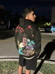 Women Men Aesthetic Japanese Sakura Hoodie, Y2K Anime Harajuku Cloth Korean Hooded Long Sleeve Sweatshirt for Winter Fall (Black,L,Large)