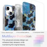 Buccilly iPhone 13/14 Case, Black Cat Design, Slim Silicone Bumper Case, Wireless Charging Compatible