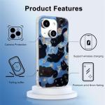 Buccilly iPhone 13/14 Case, Black Cat Design, Slim Silicone Bumper Case, Wireless Charging Compatible