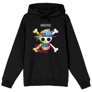 Bioworld One Piece (Live Action) Graffiti-Style Straw Hat Pirates Adult Black Graphic Hoodie-Medium