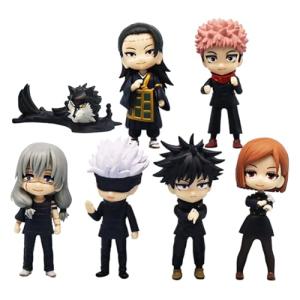 JJK Action Figure Geto Suguru Cake Topper Figure Statue Anime Fushiguro Megumi Figurine Set 7 pieces mini Cartoon Model Desktop Room Birthday Decoration PVC 9 * 3.8cm
