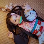 UQJE Kids Kamado Tanjir Cosplay Costumes Anime Tanjir Cosplay Outfit Halloween Kimono Set-XL