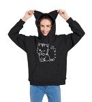 Cute Black Cat Hoodies for Women, Medium