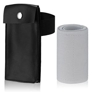 Frienda Ninja Kunai Bag with Bandage Halloween Ninja Cosplay Japan Anime Costume Accessories Black PU Leather Storage Bag with Elastic Band for Unisex Anime Fans