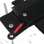 Frienda Ninja Kunai Bag with Bandage Halloween Ninja Cosplay Japan Anime Costume Accessories Black PU Leather Storage Bag with Elastic Band for Unisex Anime Fans