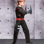 Frienda Ninja Kunai Bag with Bandage Halloween Ninja Cosplay Japan Anime Costume Accessories Black PU Leather Storage Bag with Elastic Band for Unisex Anime Fans