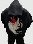 GORGLITTER Men's Anime Hoodie Graphic Print Long Sleeve Streetwear Pullover Hooded Sweatshirts Trendy Casual Work Graphic Black Medium