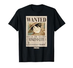 One Piece Anime Monkey D. Luffy Wanted Poster T-Shirt