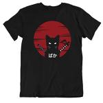 Japanese Cat Anime T-Shirt for Adults - Black