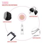 TJIUSI 3PCS Cute Retractable Badge Reel With Alligator Clip - Pink Nursing Name Badge Clip for Office Work, Nurse, Doctor, Teacher