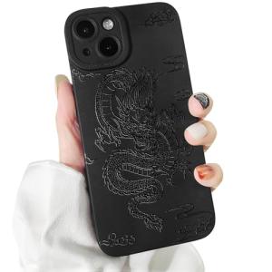 Lovmooful Compatible for iPhone 13 Case Cute Cool Dragon Black Design for Girls Women Soft TPU Shockproof Protective Girly for iPhone 13-Dragon